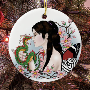 Cherry Blossom Fairy Dragon Freundschaft Keramikornament