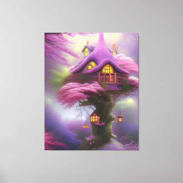 Cherry Blossom Fairy House Fantasy Leinwand Art (Vorderseite)