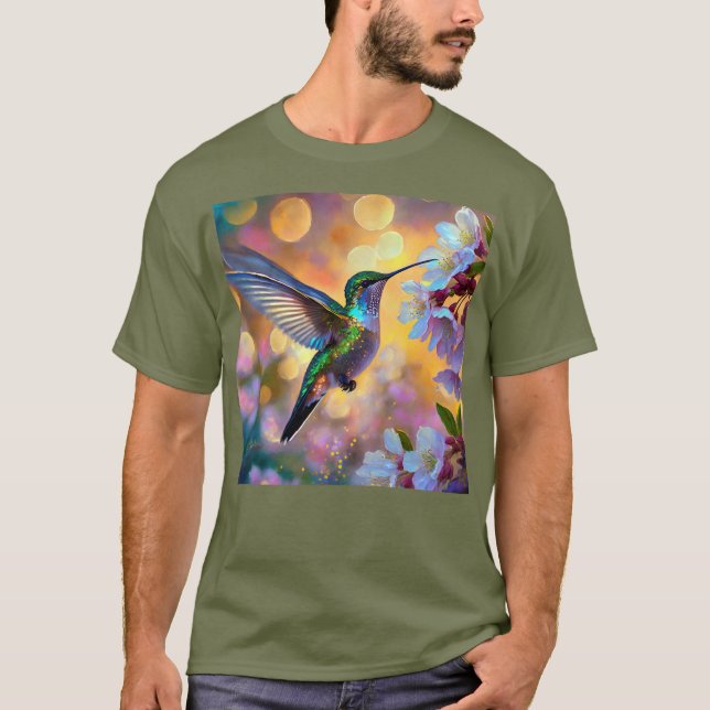 Cherry Blossom Fantasy Hummingbird T-Shirt (Vorderseite)