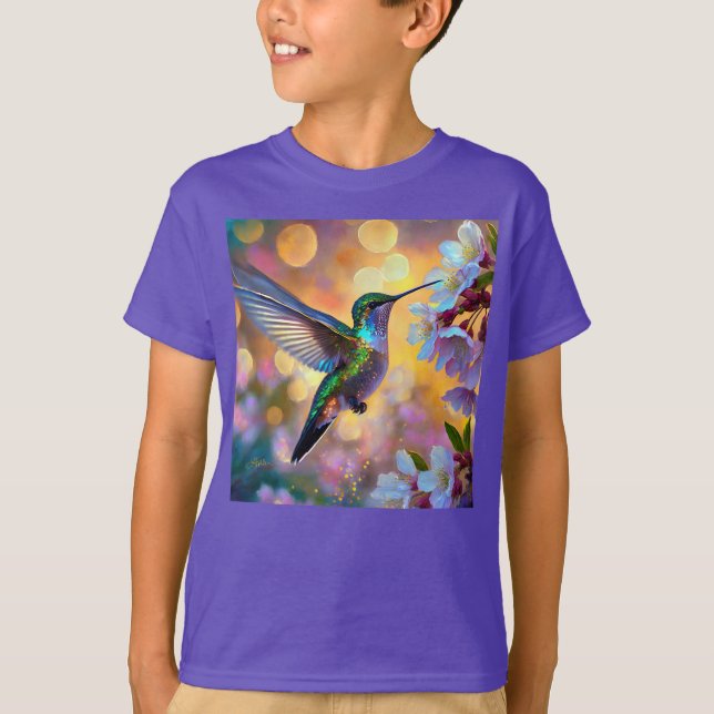 Cherry Blossom Fantasy Hummingbird T-Shirt (Vorderseite)
