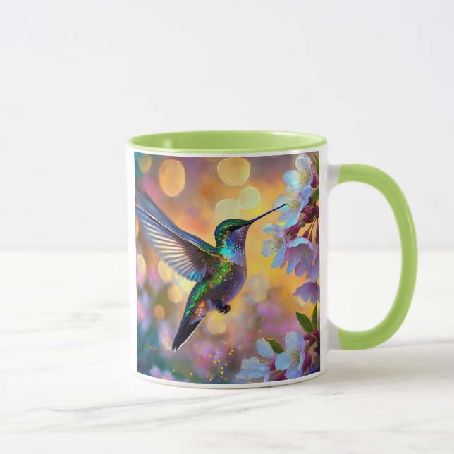 Cherry Blossom Fantasy Hummingbird Tasse (Rechts)