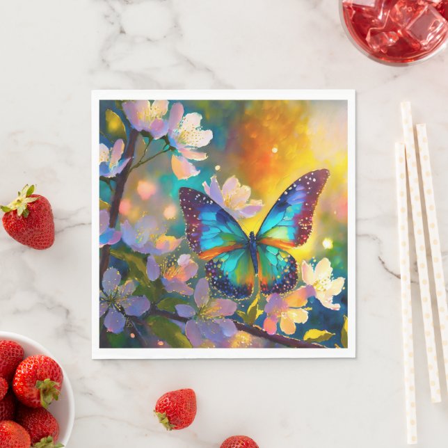 Cherry Blossom Fantasy Sunrise Butterfly Serviette (Beispiel)