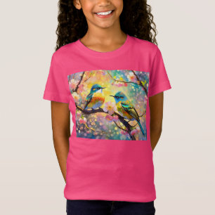 Cherry Blossom Fantasy Sunrise Songbirds T-Shirt