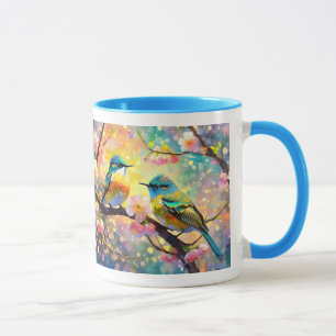 Cherry Blossom Fantasy Sunrise Songbirds Tasse