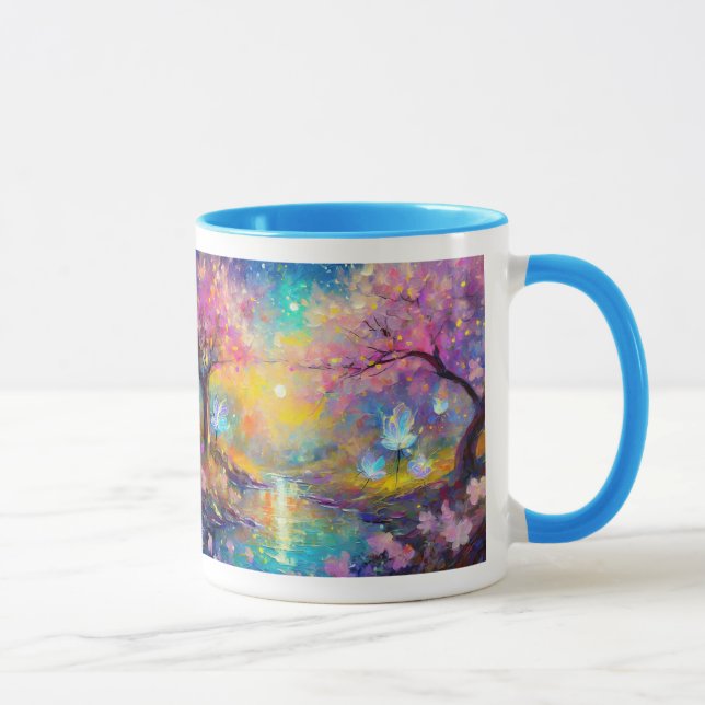 Cherry Blossom Fantasy Sunrise Stream Tasse (Rechts)