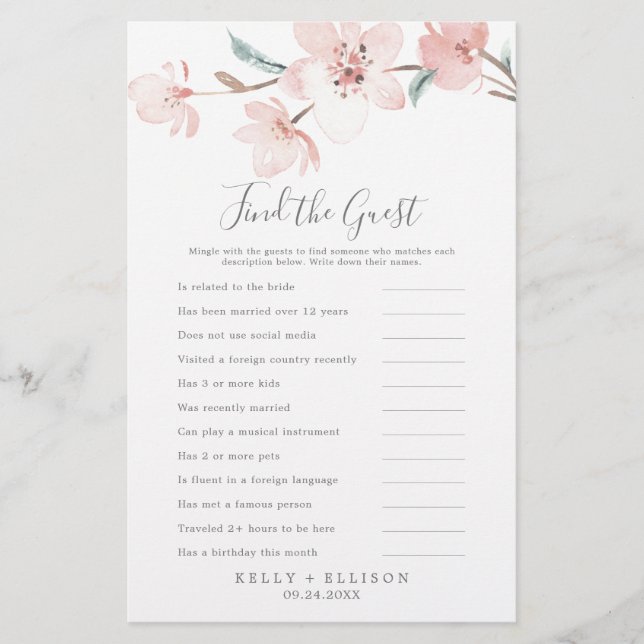 Cherry Blossom Finden Sie das Gast-Empfang-Spiel Flyer (Vorne)