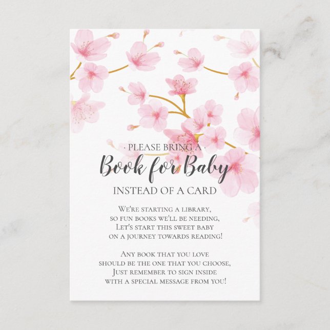 Cherry Blossom Floral Baby Shower Book for Baby Begleitkarte (Vorderseite)