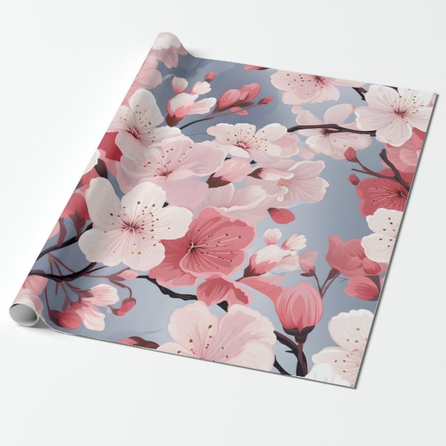 Cherry Blossom Floral Geschenkpapier (Ungerollt)