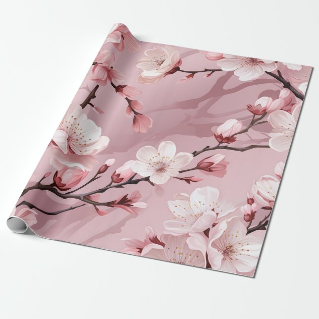 Cherry Blossom Floral Geschenkpapier (Ungerollt)