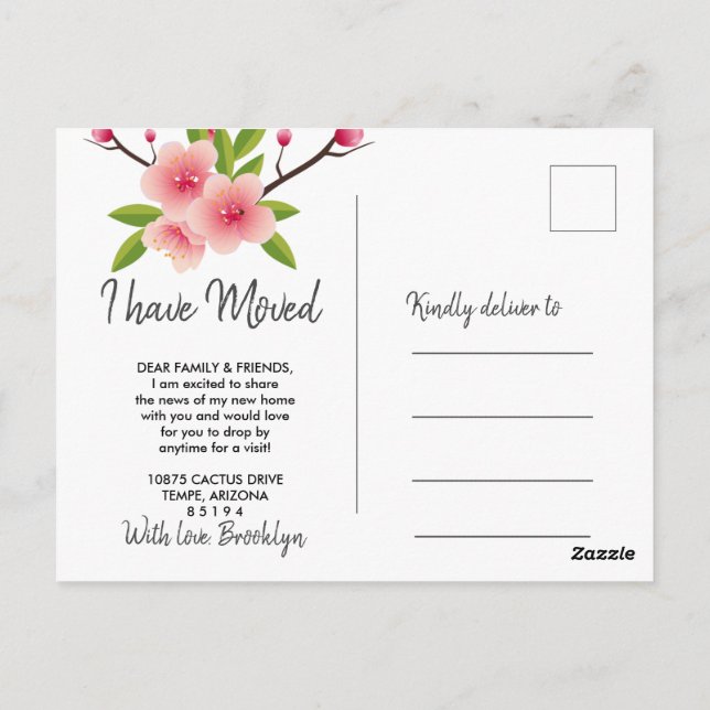 Cherry Blossom floral haben Bewegung Postkarte (Rückseite)