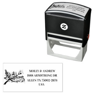 Cherry Blossom Floral Wedding Rücksendeadresse Permastempel