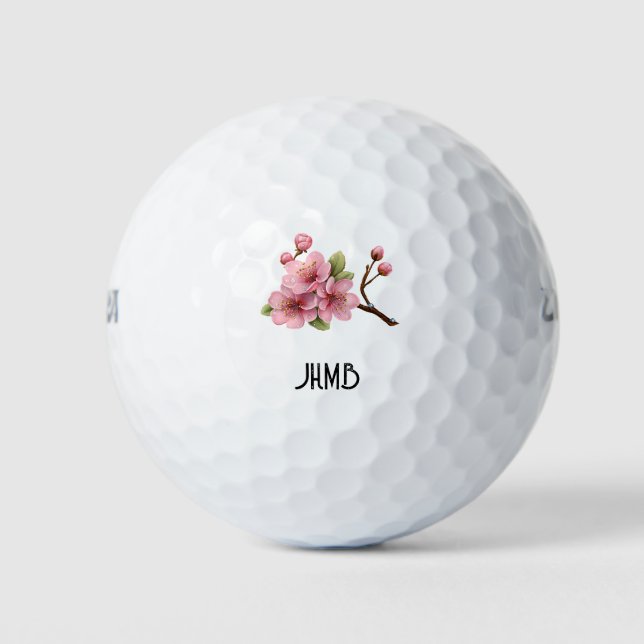 Cherry Blossom Flower Monogram Art Golfball (Vorderseite)