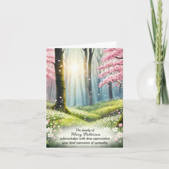 Cherry Blossom Forest Beileid Vielen Dank Dankeskarte (Vorderseite)