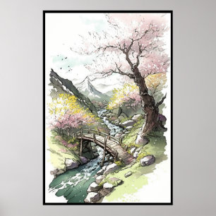 Cherry Blossom Forest in Bloom bei Frühlingsbeginn Poster