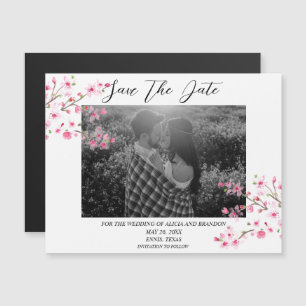 Cherry Blossom Foto Wedding Spring Script Magnet