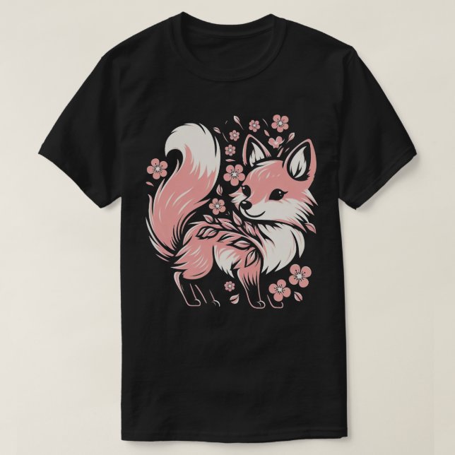 Cherry Blossom Fox Kein Typ T-Shirt (Design vorne)
