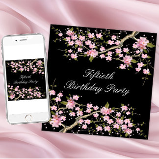 Cherry Blossom Frauen 50. Geburtstagsparty Einladung