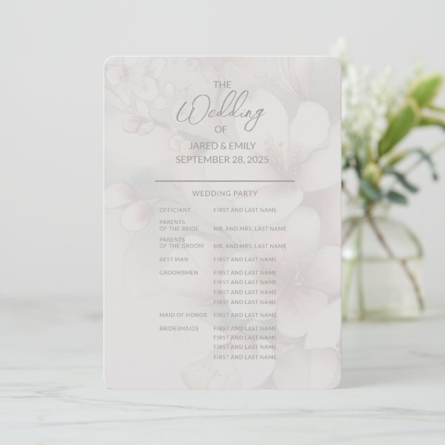 Cherry Blossom Full Wedding Programm (Stehend Vorderseite)