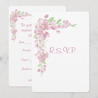 Cherry Blossom Garden Country Floral Wedding RSVP Einladung