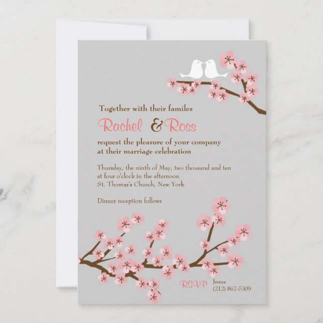 Cherry Blossom Garden Wedding Einladung (Vorderseite)
