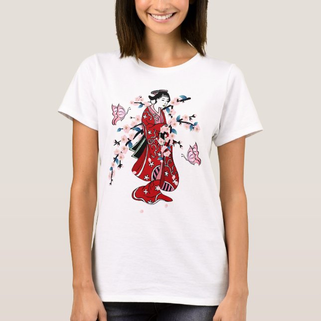 Cherry Blossom - Geisha Butterfly 2 T - Shirt (Vorderseite)