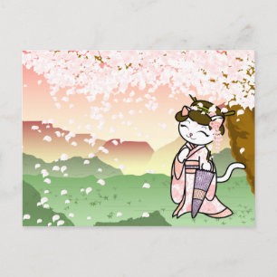 Cherry Blossom Geisha Kitty Postkarte