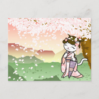 Cherry Blossom Geisha Kitty Postkarte