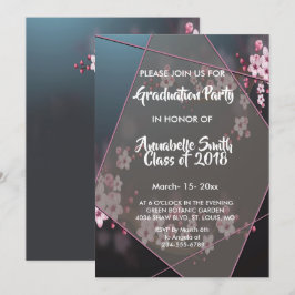 Cherry Blossom Geometric Floral Abschluss Einladung