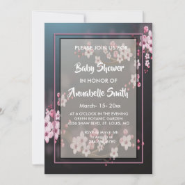 Cherry Blossom Geometric Floral Baby Shower Einladung