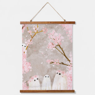 Cherry Blossom Ghosts Wandteppich Mit Holzrahmen