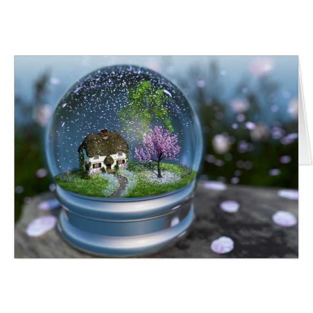 Cherry Blossom Globe Card (Vorderseite (Horizontal))