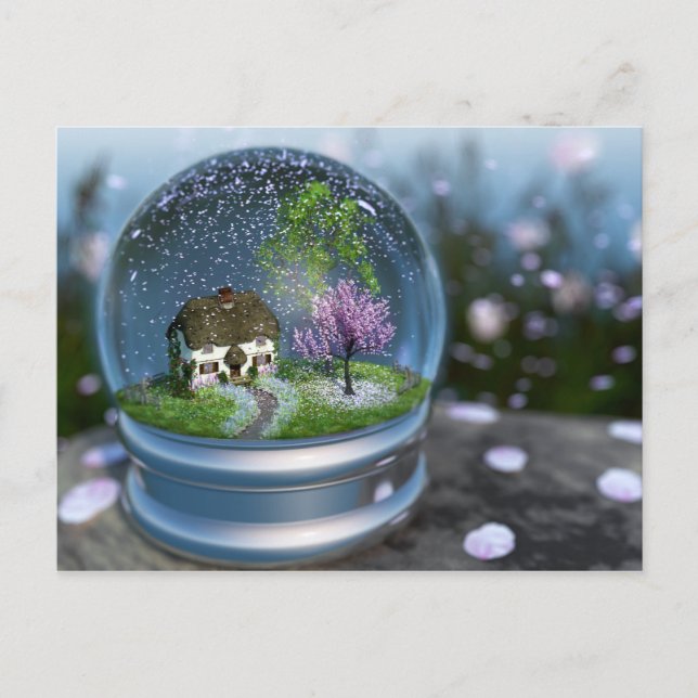 Cherry Blossom Globe Postcard Postkarte (Vorderseite)