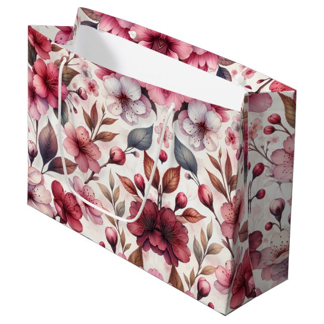 Cherry Blossom Große Geschenktüte (Vorderseite Schrägansicht)