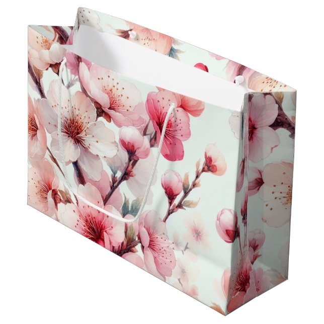 Cherry Blossom Große Geschenktüte (Vorderseite Schrägansicht)