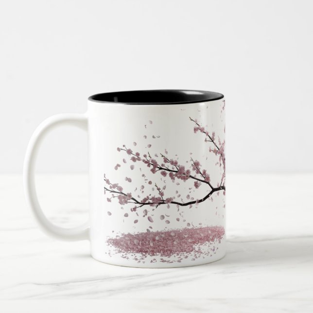 Cherry Blossom Harmony - Elegant Zweifarbige Tasse (Links)
