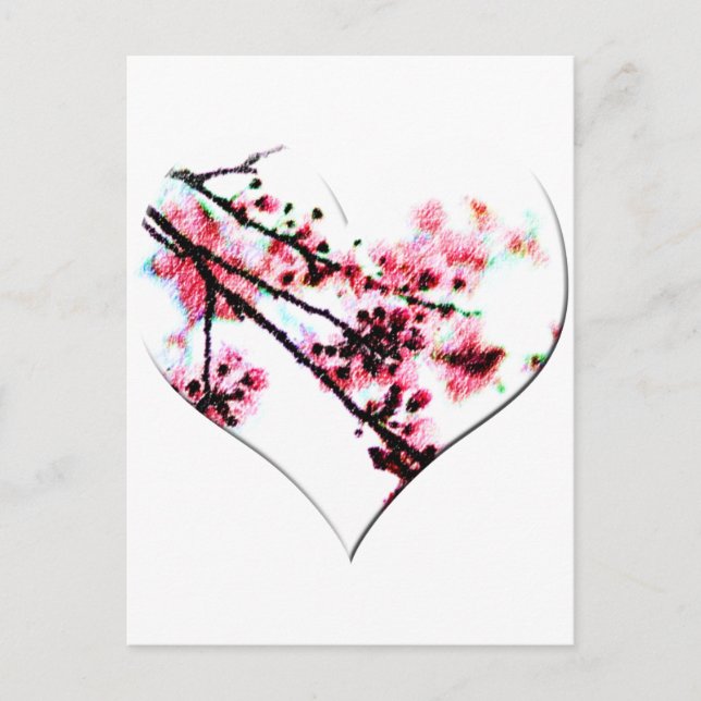 Cherry Blossom Herz Postkarte (Vorderseite)