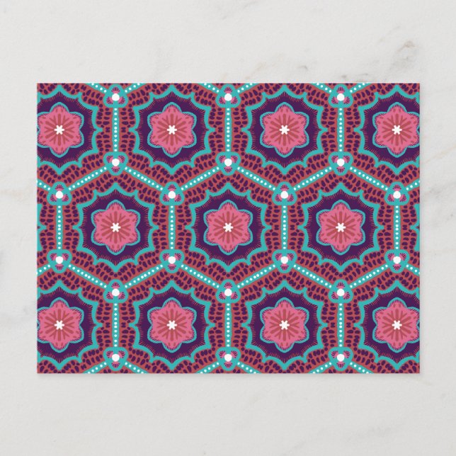 Cherry Blossom Hexagons - Rosa Blume Blumengeflech Postkarte (Vorderseite)