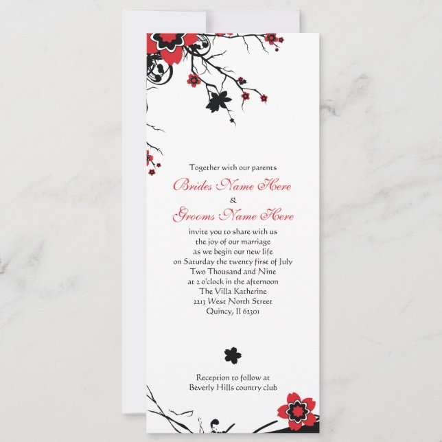 Cherry-Blossom-Hochzeitsempfang Einladung (Vorderseite)