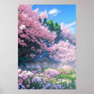 Cherry Blossom Hütte Poster