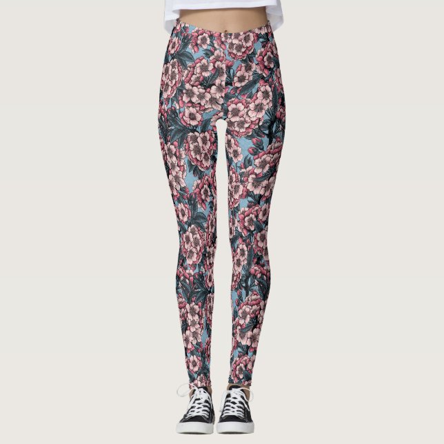 Cherry blossom in pink and blue leggings (Vorderseite)