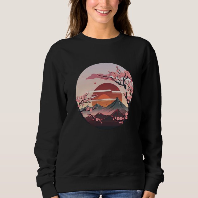 Cherry Blossom Japanese Aesthetic Flower Vintage Sweatshirt (Vorderseite)