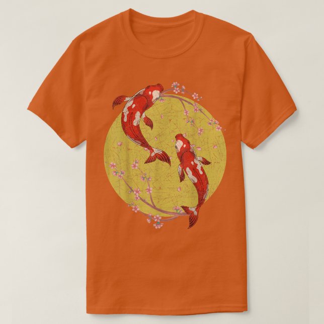 Cherry Blossom Japanese Koi Fish Pond Sakura Koi C T-Shirt (Design vorne)