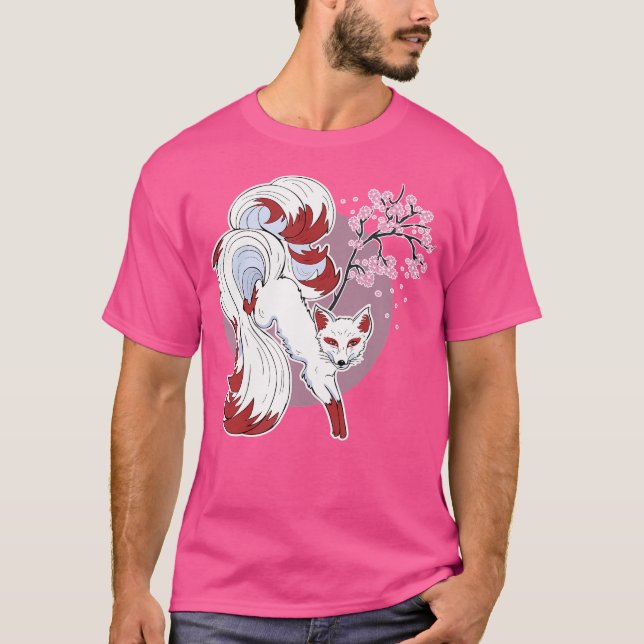 Cherry Blossom Japanese Nine Tegelfox T-Shirt (Vorderseite)
