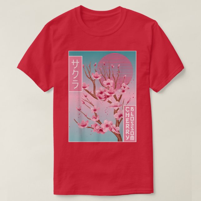 Cherry Blossom Japanese Sakura Vaporwave Aesthetic T-Shirt (Design vorne)