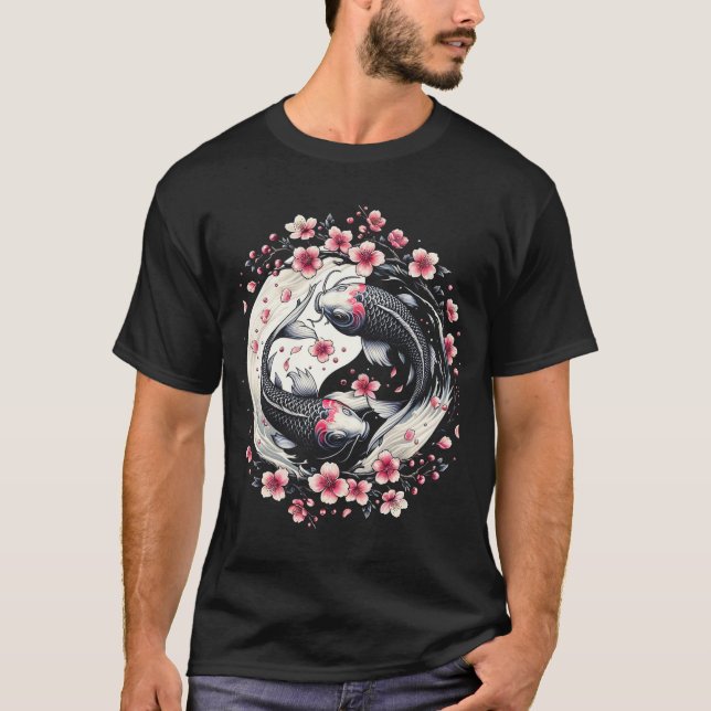 Cherry Blossom Japanisch Koi Carp Fisch Nishikigoi T-Shirt (Vorderseite)