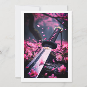 Cherry Blossom Katana im Regen - Japanischer Samur Einladung