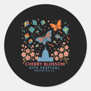 Cherry Blossom - Kite Festival Washington Dc T Shi Runder Aufkleber