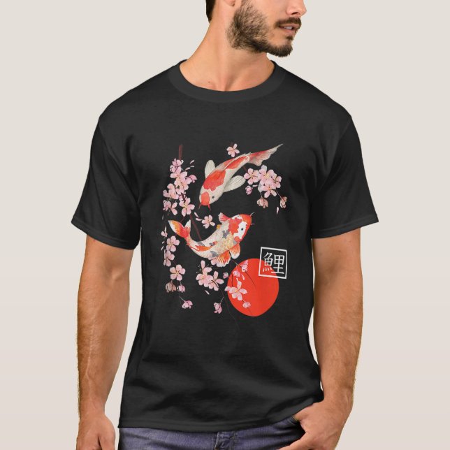 Cherry Blossom Koi Carp Fish Japanese Sakura Graph T-Shirt (Vorderseite)