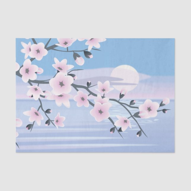Cherry Blossom Landschaftsmeer Seidenpapier (Vorderseite)