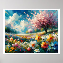 Cherry Blossom Lebendige Frühlingsblumen Abstrakte Poster